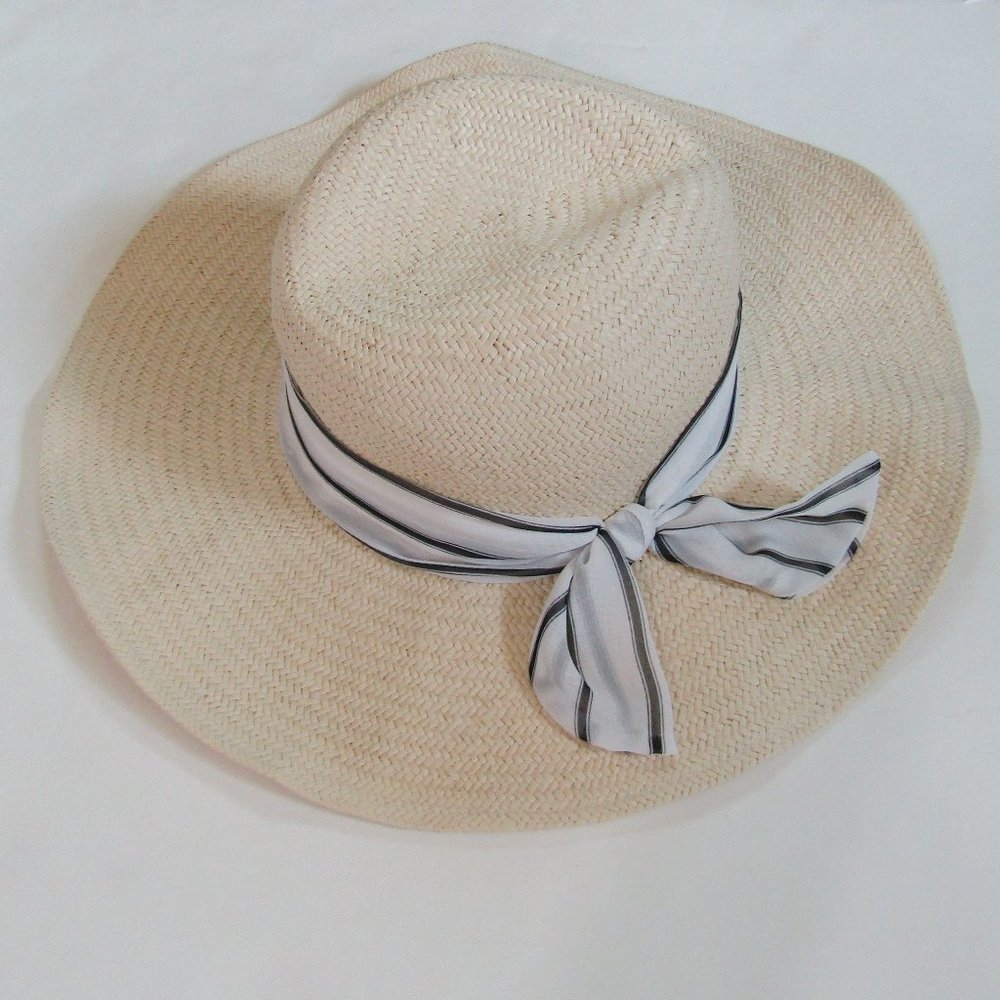 Hat Attack Wide Brim Straw Hat with Ribbon Bow